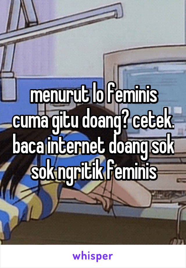 menurut lo feminis cuma gitu doang? cetek. baca internet doang sok sok ngritik feminis