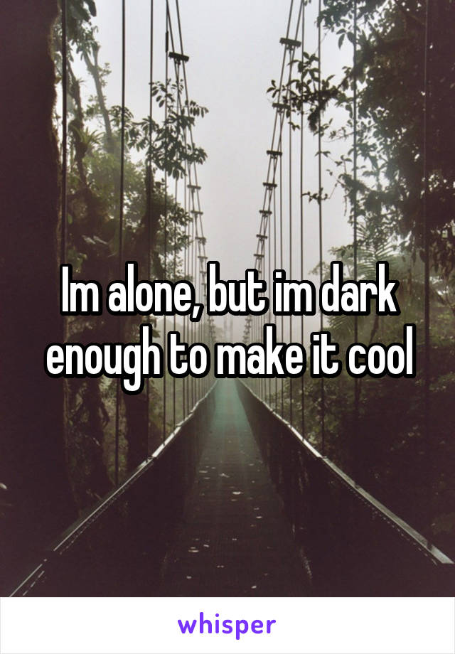 Im alone, but im dark enough to make it cool