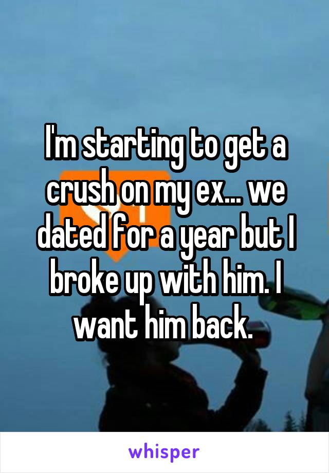 I'm starting to get a crush on my ex... we dated for a year but I broke up with him. I want him back. 