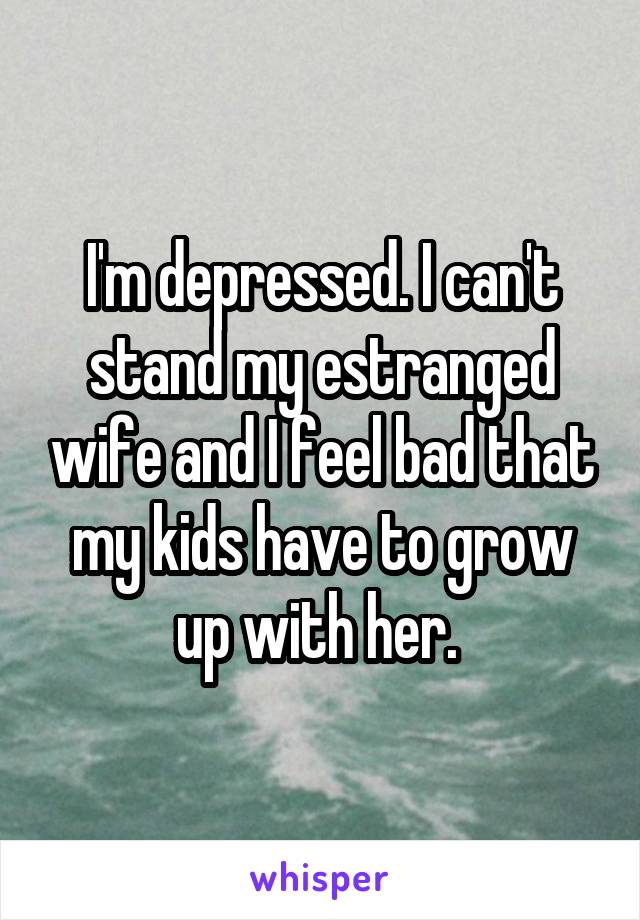 I'm depressed. I can't stand my estranged wife and I feel bad that my kids have to grow up with her. 