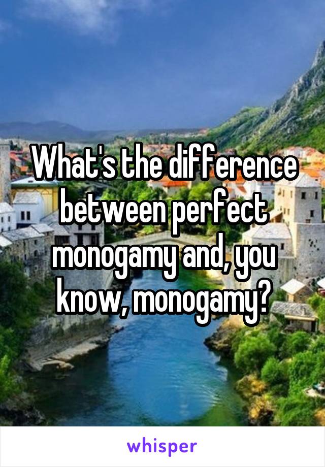 What's the difference between perfect monogamy and, you know, monogamy?