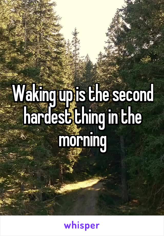 Waking up is the second hardest thing in the morning