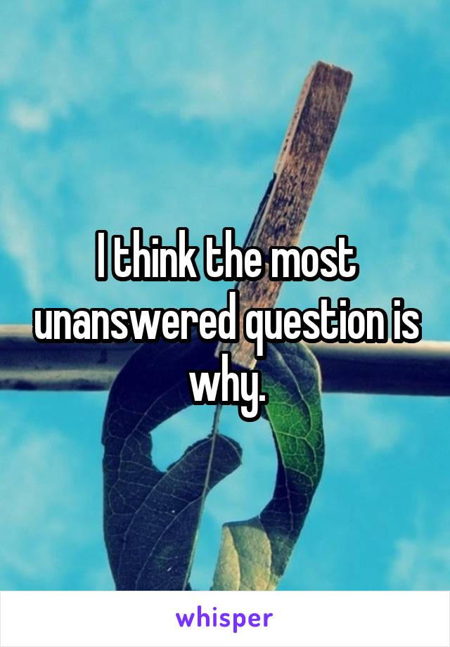 I think the most unanswered question is why.