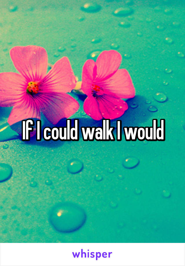 If I could walk I would