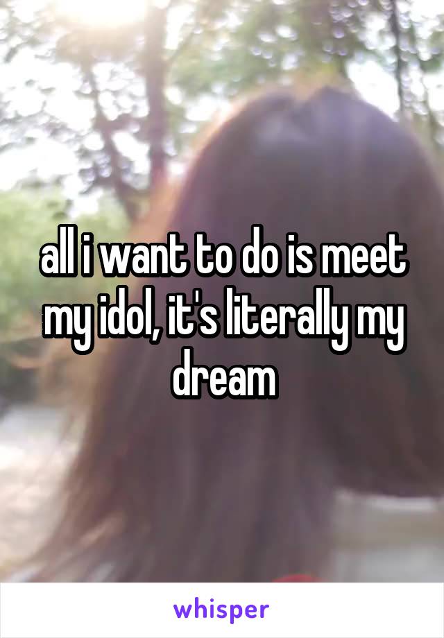 all i want to do is meet my idol, it's literally my dream