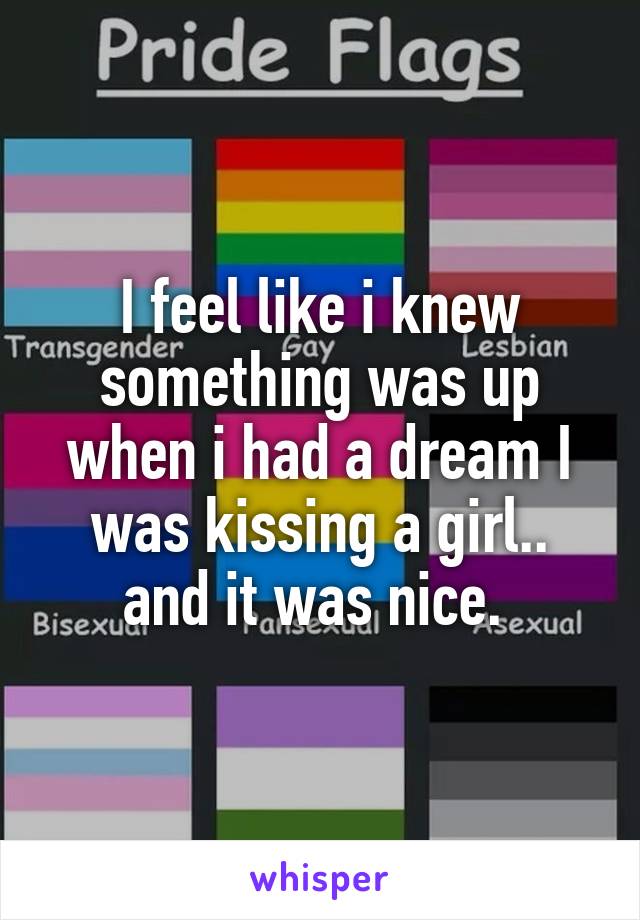 I feel like i knew something was up when i had a dream I was kissing a girl.. and it was nice. 