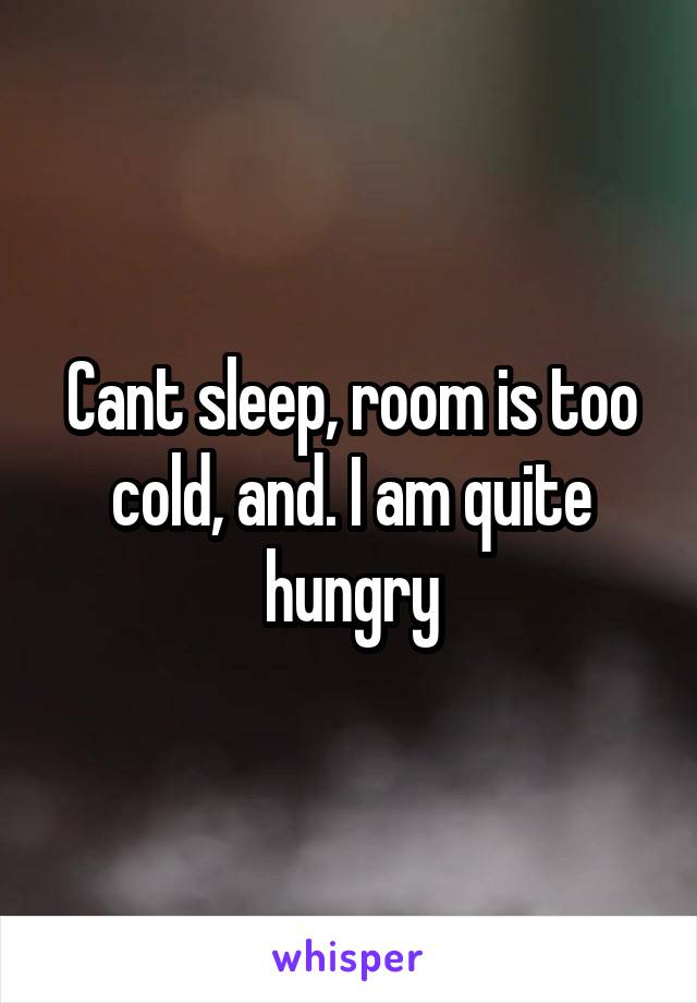 Cant sleep, room is too cold, and. I am quite hungry