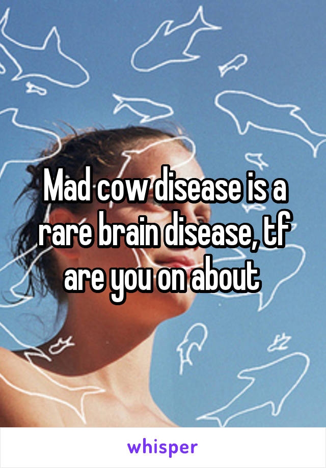 Mad cow disease is a rare brain disease, tf are you on about 