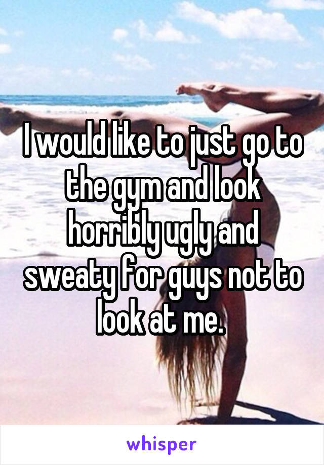 I would like to just go to the gym and look horribly ugly and sweaty for guys not to look at me. 