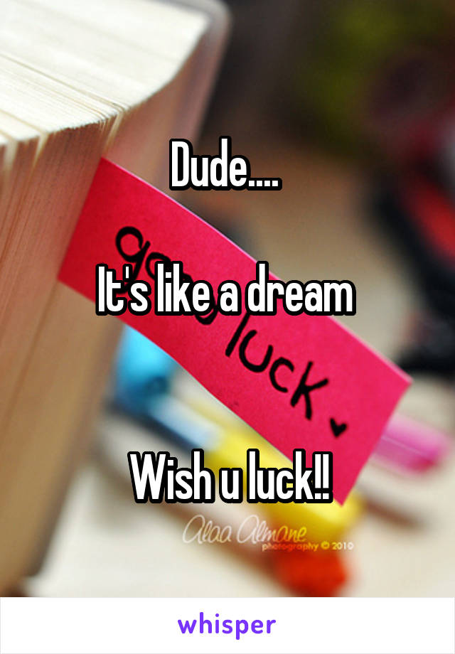 Dude.... 

It's like a dream 


Wish u luck!!