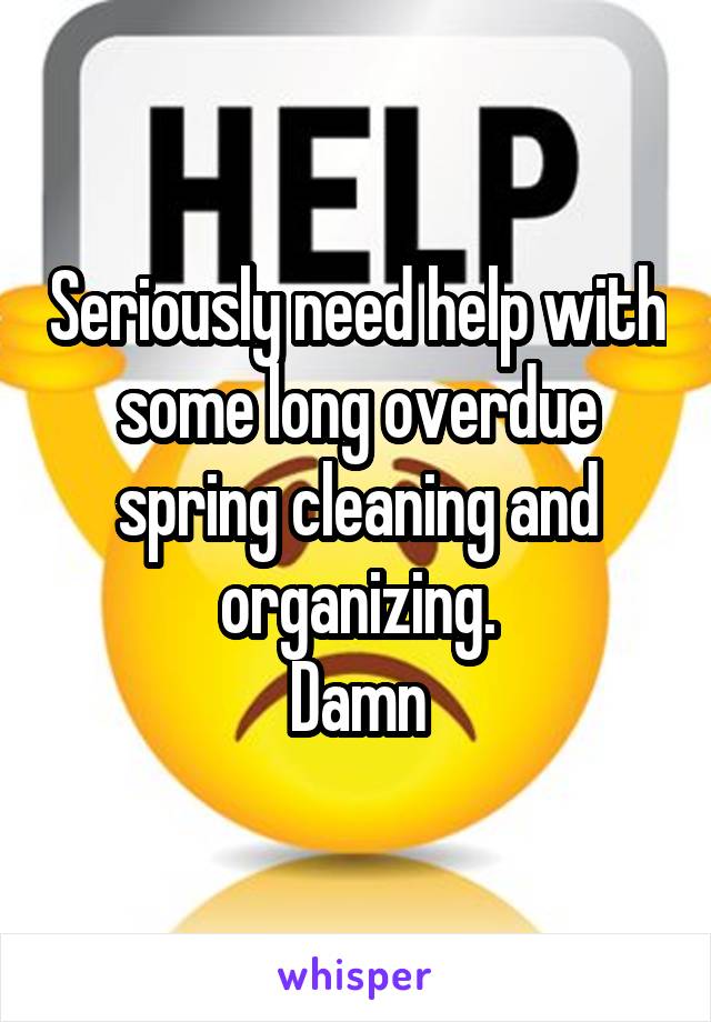 Seriously need help with some long overdue spring cleaning and organizing.
Damn