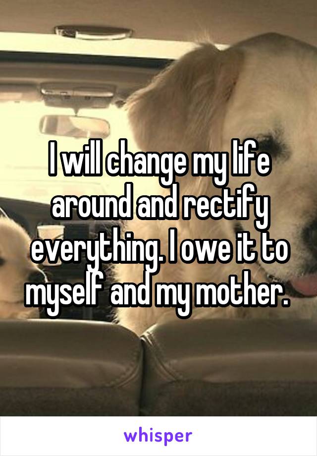 I will change my life around and rectify everything. I owe it to myself and my mother. 