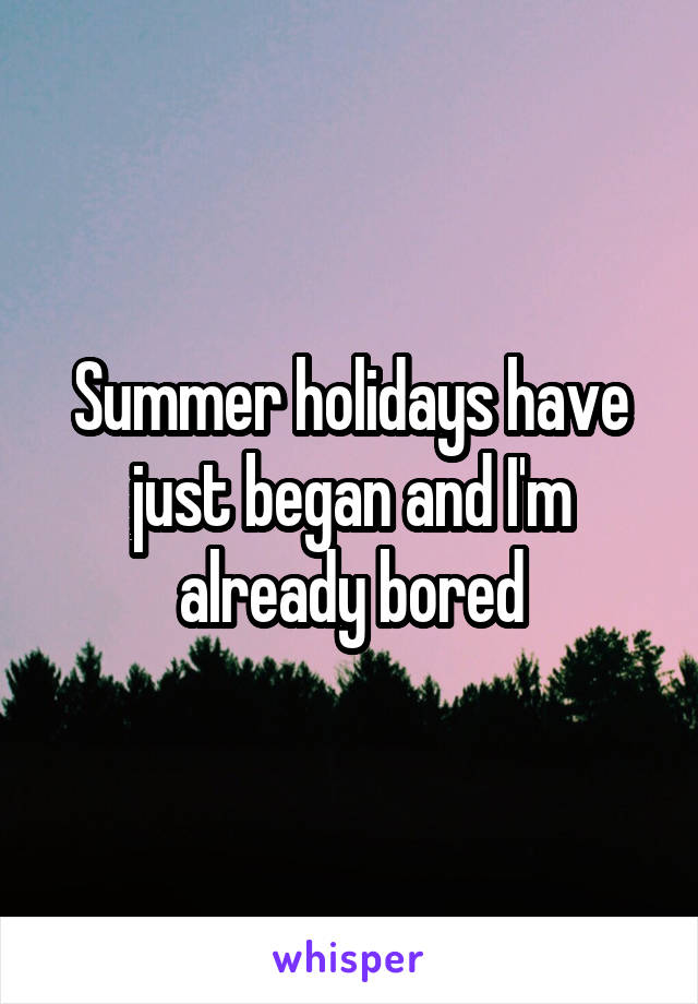 Summer holidays have just began and I'm already bored