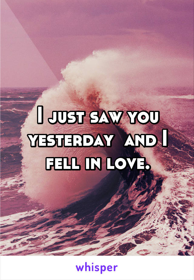 I just saw you yesterday  and I fell in love.