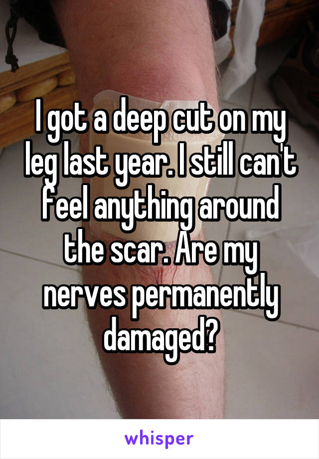 I got a deep cut on my leg last year. I still can't feel anything around the scar. Are my nerves permanently damaged?