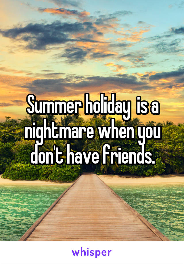 Summer holiday  is a nightmare when you don't have friends.