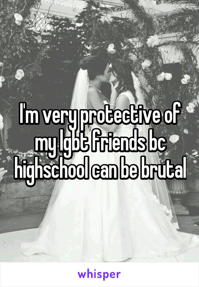 I'm very protective of my lgbt friends bc highschool can be brutal