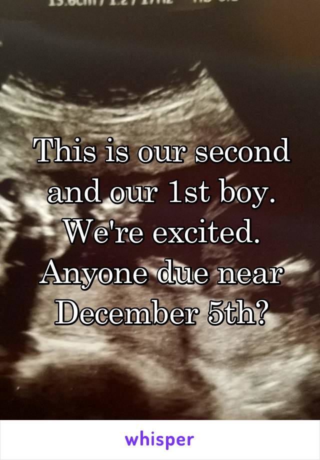 This is our second and our 1st boy. We're excited. Anyone due near December 5th?