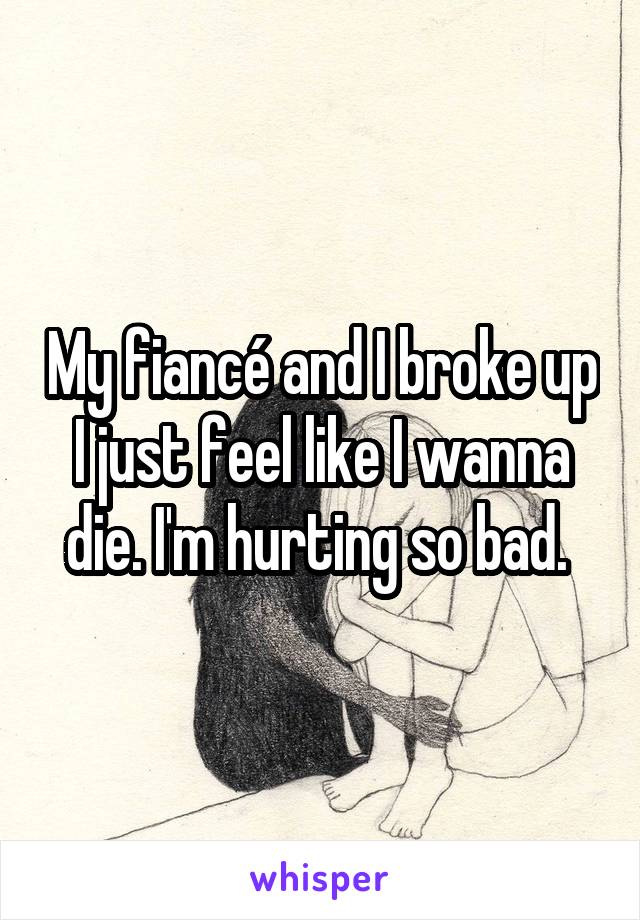 My fiancé and I broke up I just feel like I wanna die. I'm hurting so bad. 