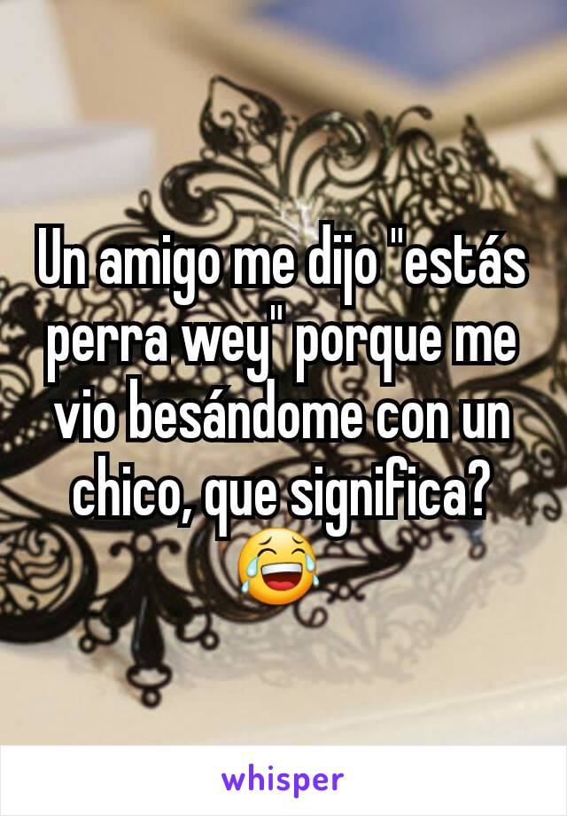 Un amigo me dijo "estás perra wey" porque me vio besándome con un chico, que significa?😂 