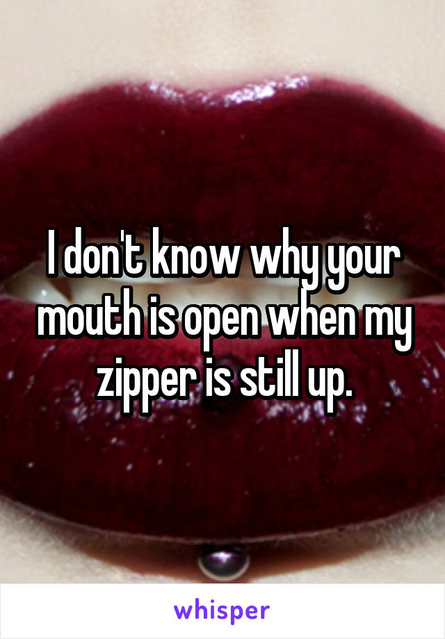 I don't know why your mouth is open when my zipper is still up.