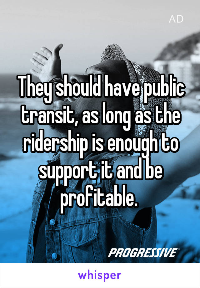 They should have public transit, as long as the ridership is enough to support it and be profitable. 