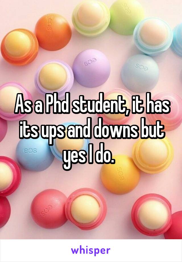 As a Phd student, it has its ups and downs but yes I do.  