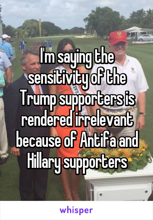 I'm saying the sensitivity of the Trump supporters is rendered irrelevant because of Antifa and Hillary supporters