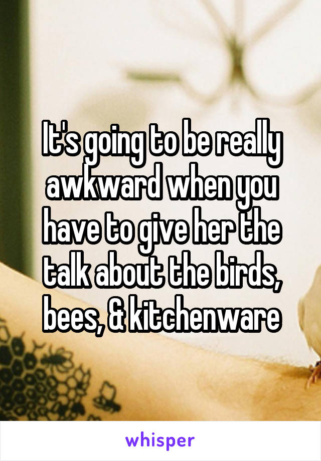 It's going to be really awkward when you have to give her the talk about the birds, bees, & kitchenware