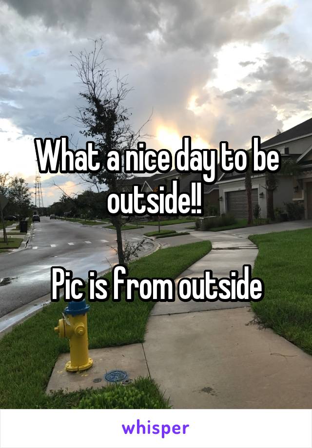 What a nice day to be outside!! 

Pic is from outside