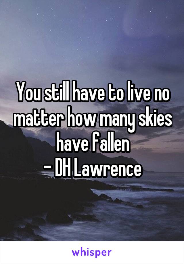 You still have to live no matter how many skies have fallen
- DH Lawrence