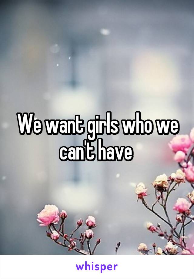 We want girls who we can't have 