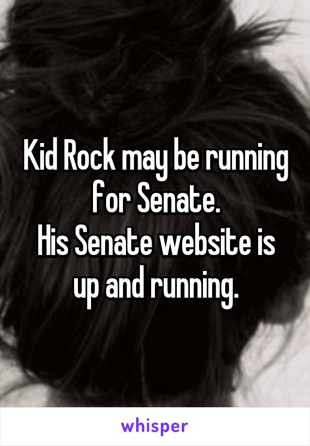 Kid Rock may be running for Senate.
His Senate website is up and running.