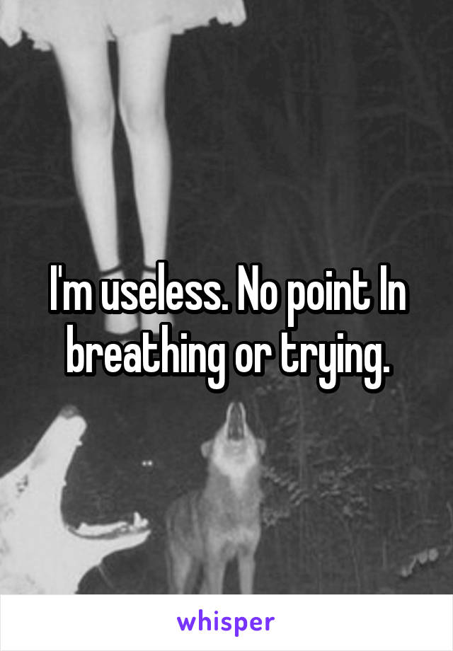 I'm useless. No point In breathing or trying.