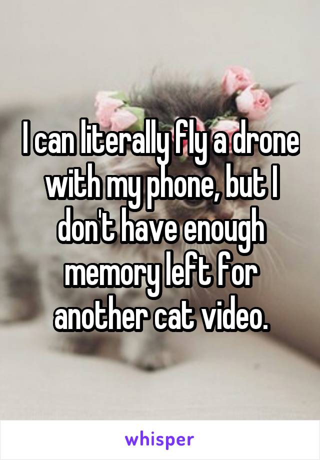 I can literally fly a drone with my phone, but I don't have enough memory left for another cat video.