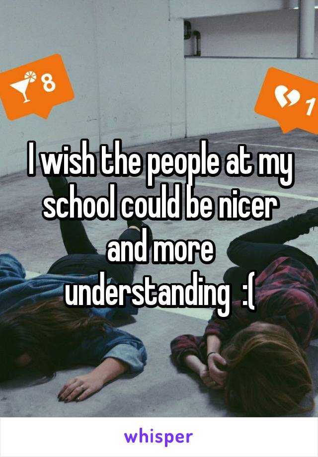 I wish the people at my school could be nicer and more understanding  :(