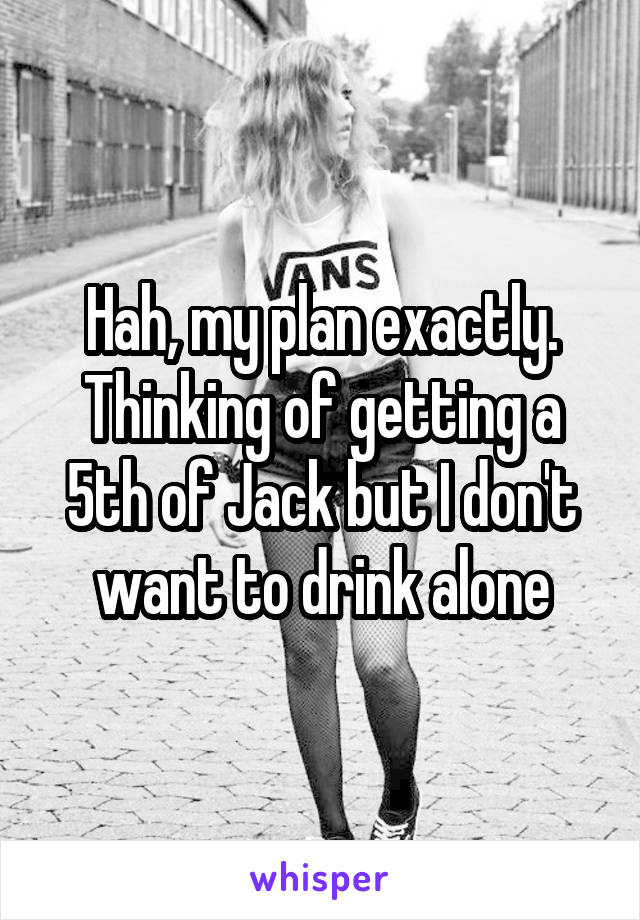 Hah, my plan exactly. Thinking of getting a 5th of Jack but I don't want to drink alone