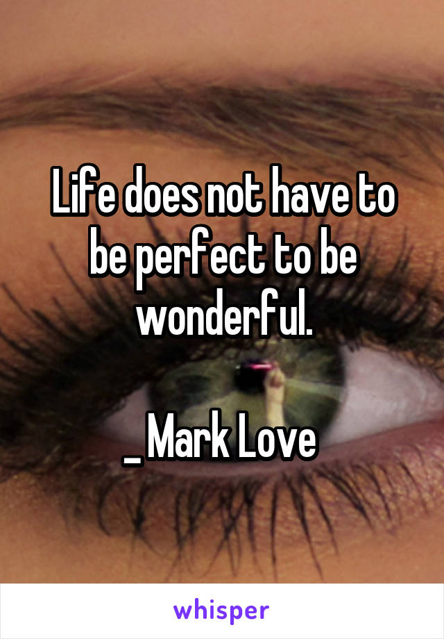 Life does not have to be perfect to be wonderful.

_ Mark Love 