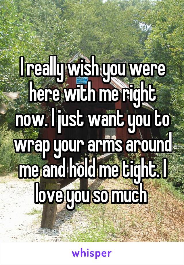 I really wish you were here with me right now. I just want you to wrap your arms around me and hold me tight. I love you so much 