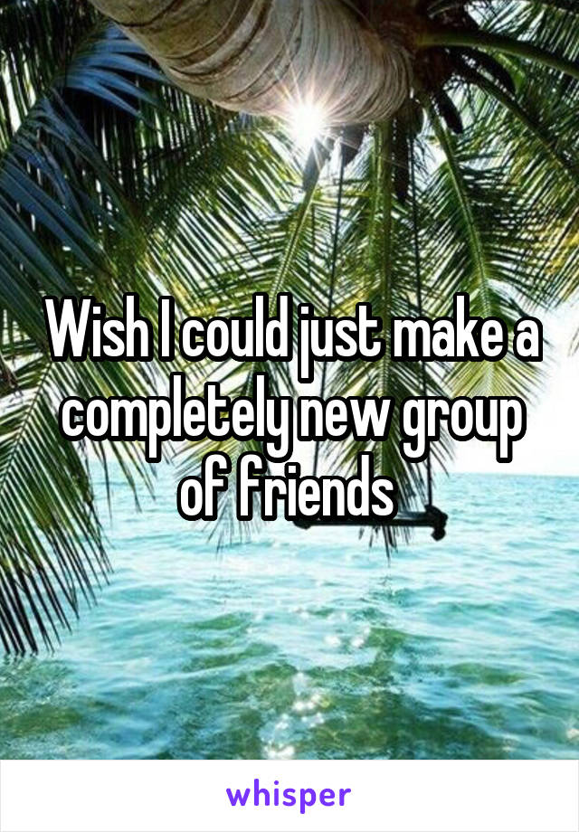 Wish I could just make a completely new group of friends 