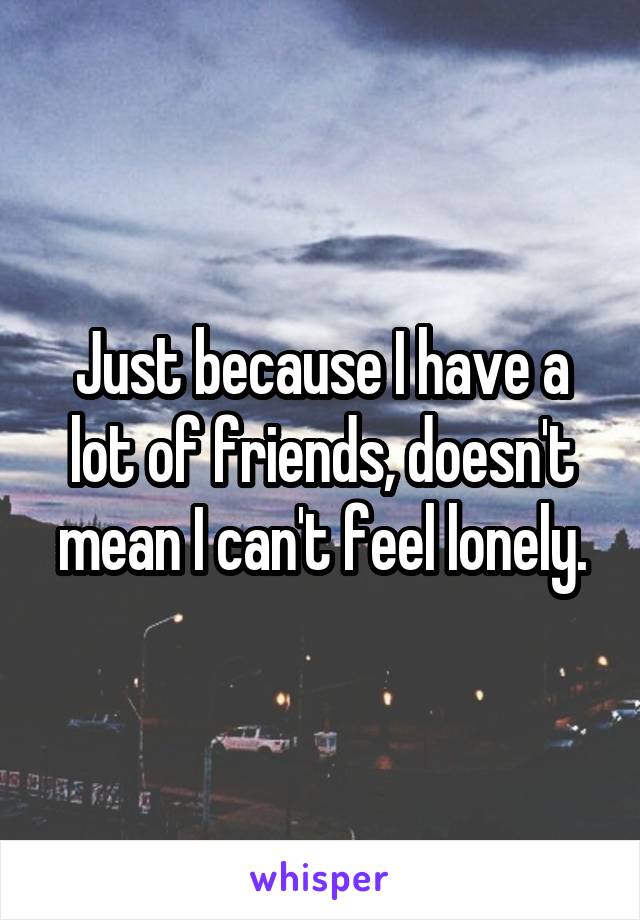 Just because I have a lot of friends, doesn't mean I can't feel lonely.