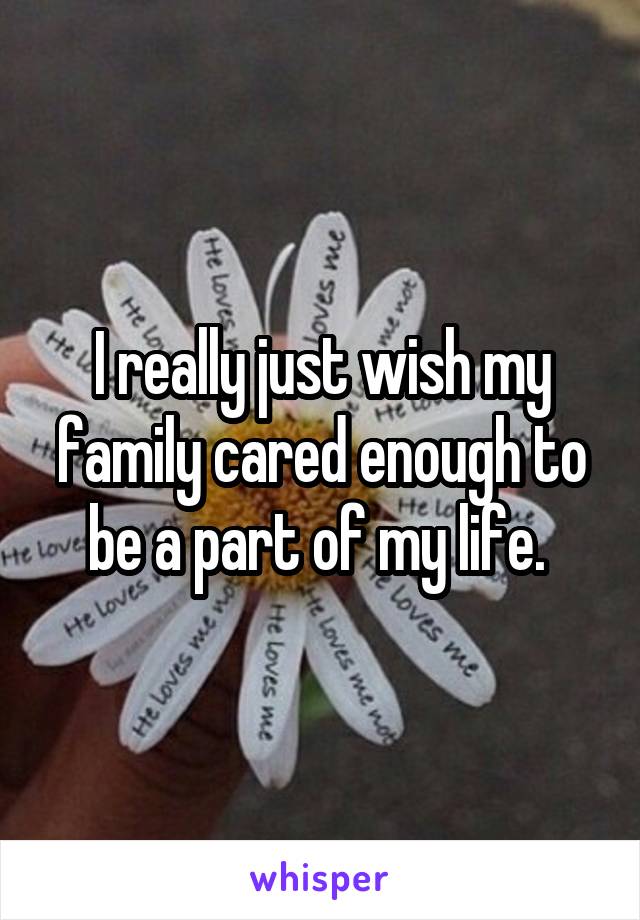 I really just wish my family cared enough to be a part of my life. 