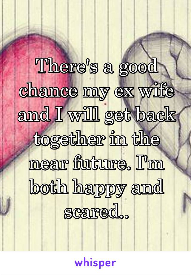 There's a good chance my ex wife and I will get back together in the near future. I'm both happy and scared..