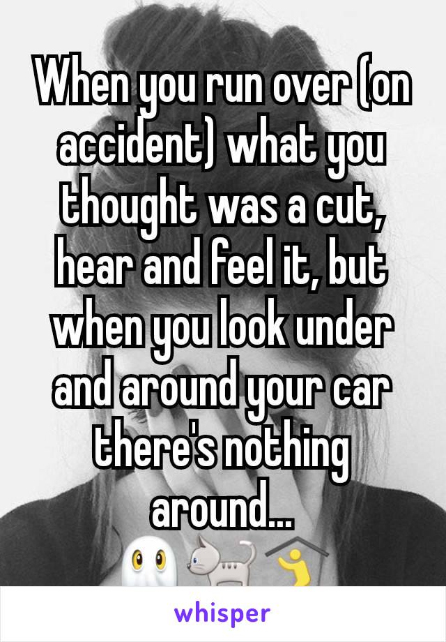 When you run over (on accident) what you thought was a cut, hear and feel it, but when you look under and around your car there's nothing around...
👻🐈🛐