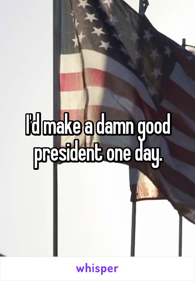 I'd make a damn good president one day.