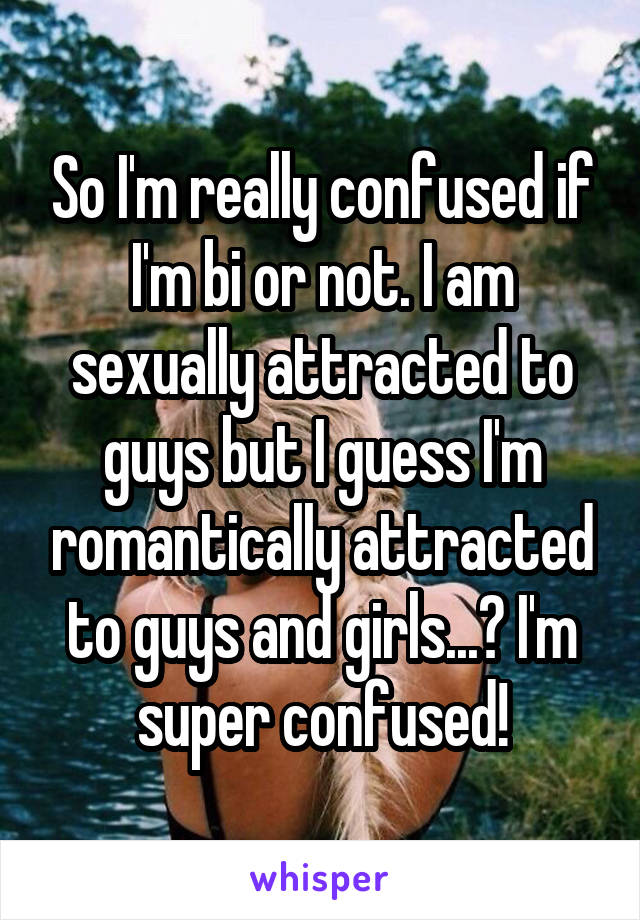 So I'm really confused if I'm bi or not. I am sexually attracted to guys but I guess I'm romantically attracted to guys and girls...? I'm super confused!