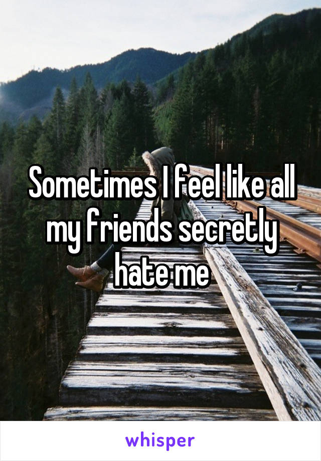 Sometimes I feel like all my friends secretly hate me