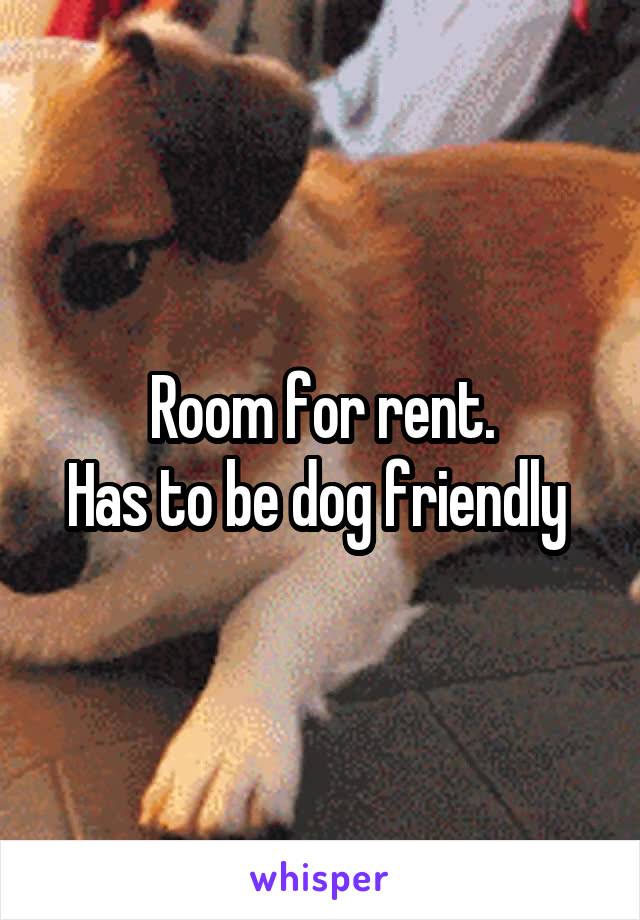 Room for rent.
Has to be dog friendly 