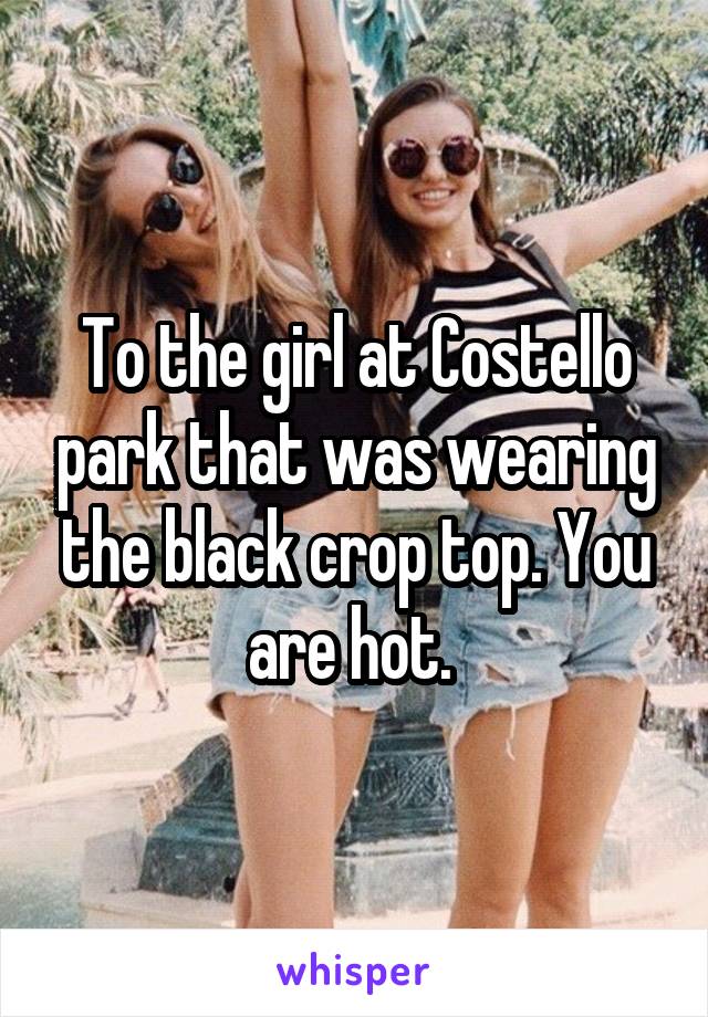 To the girl at Costello park that was wearing the black crop top. You are hot. 