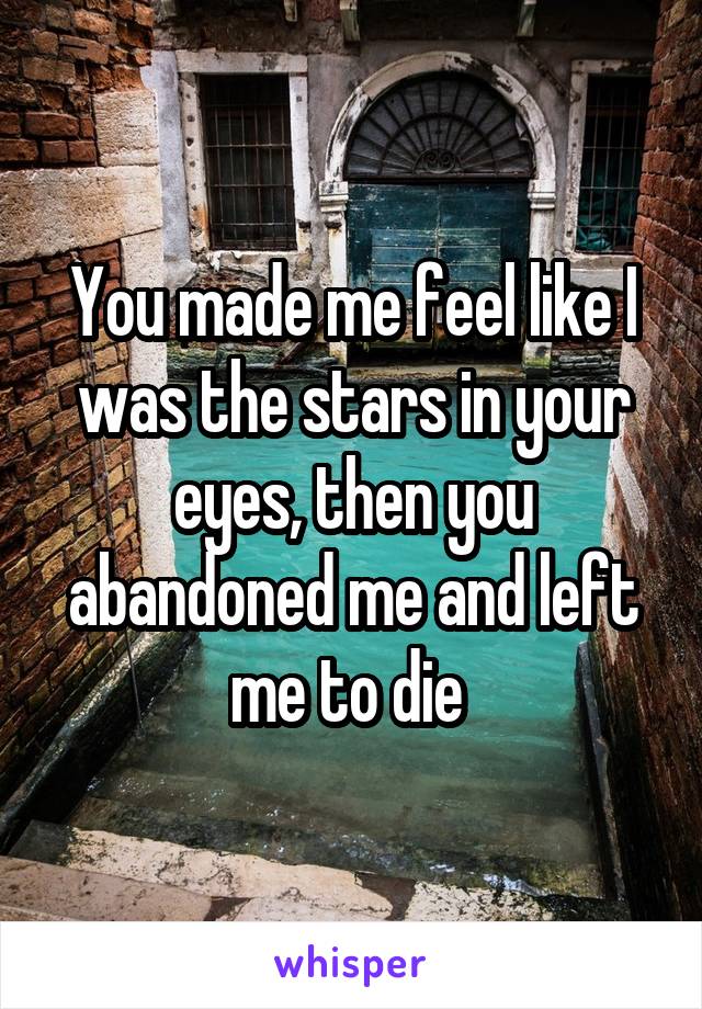 You made me feel like I was the stars in your eyes, then you abandoned me and left me to die 